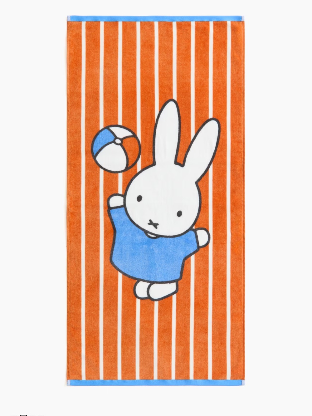 NWT H&M x Miffy Orange Striped Miffy Bunny Kids Beach Towel Terry Blue Accents